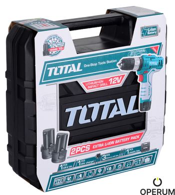 Шуруповерт TOTAL TIDLI1232 ударный 12V, Li-Ion, 2акк, чемодан TIDLI1232 фото