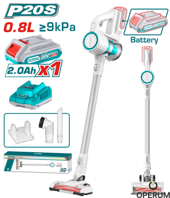 Портативний TOTAL TVLI2006 акумуляторний пилосос, 20В, ємність пилозбірника 800 мл TVLI2006 фото